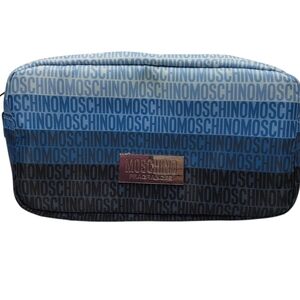 Moschino Fragrances Gradient Blue Grey Monogram Toiletry Make Up  Bag